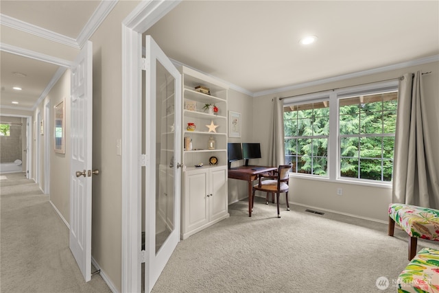 22233 NE 23rd St, Sammamish, WA 98074 - home office with light colored carpet, crown molding, and baseboards