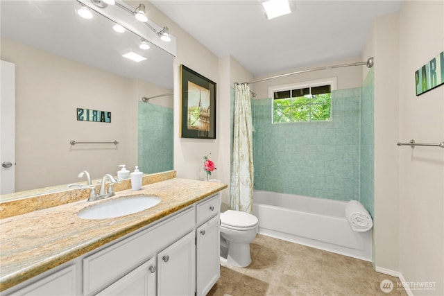 22233 NE 23rd St, Sammamish, WA 98074 - full bathroom with vanity, shower / bath combination with curtain, and toilet