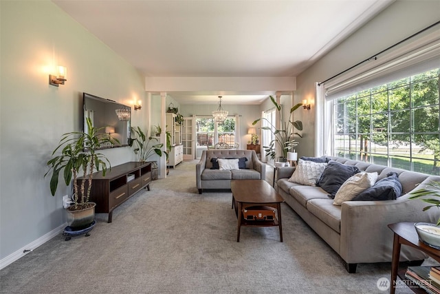 10303 Ski Hill Dr, Leavenworth, WA 98826 - living room featuring carpet and a chandelier