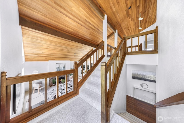 5030 155th Pl SE, Bellevue, WA 98006 - stairs with wood ceiling and wood finished floors