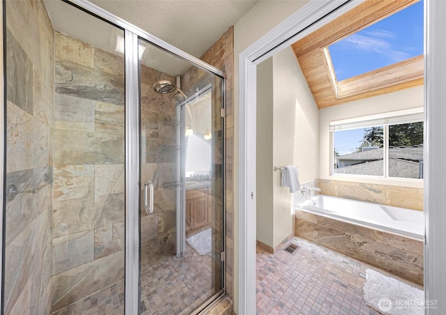 5030 155th Pl SE, Bellevue, WA 98006 - full bath with a garden tub, a skylight, and a stall shower