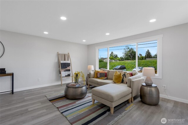 5310 26th Ave S, Seattle, WA 98108 - living area featuring wood finished floors, baseboards, and recessed lighting