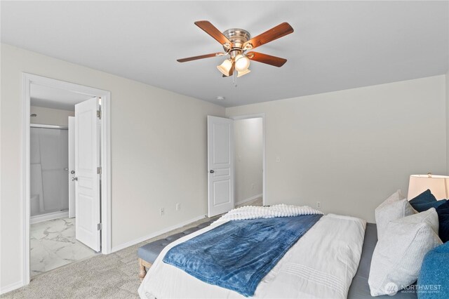 12611 13th Ave SE, Everett, WA 98208 - bedroom featuring baseboards, a ceiling fan, and connected bathroom