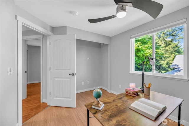 10704 25th Pl NE, Lake Stevens, WA 98258 - office space featuring light wood-style floors, a ceiling fan, and baseboards