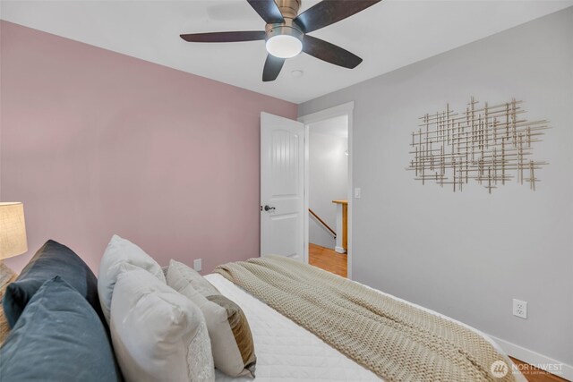 10704 25th Pl NE, Lake Stevens, WA 98258 - bedroom featuring baseboards and a ceiling fan