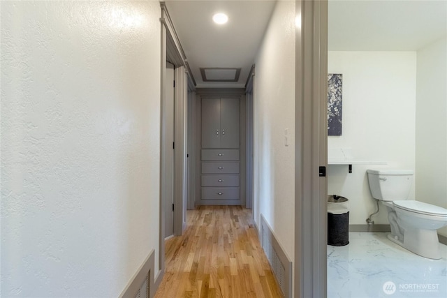 1328 Dakota St, Walla Walla, WA 99362 - hall featuring attic access and light wood-style floors
