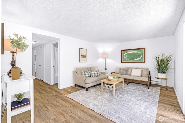1338 Orleans St, Bellingham, WA 98229 - living room with a textured ceiling, wood finished floors, and baseboards