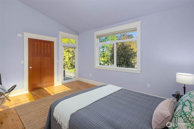 11744 NE Sand Point Way, Seattle, WA 98125 - bedroom featuring wood finished floors, lofted ceiling, and baseboards