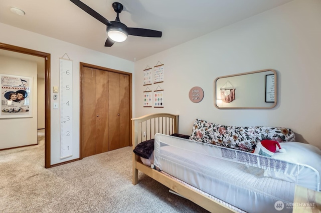 10829 19th Ave SE Unit 3C, Everett, WA 98208 - carpeted bedroom featuring a closet and ceiling fan