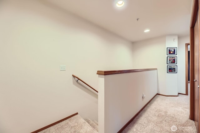 10829 19th Ave SE Unit 3C, Everett, WA 98208 - corridor with carpet flooring, an upstairs landing, baseboards, and recessed lighting