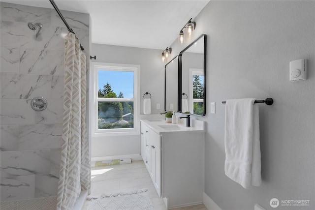 4224 Division Ave W, Bremerton, WA 98312 - full bath featuring vanity, a tile shower, and baseboards