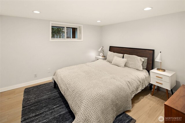 3201 SW Genesee St, Seattle, WA 98126 - bedroom with light wood-style floors, recessed lighting, and baseboards
