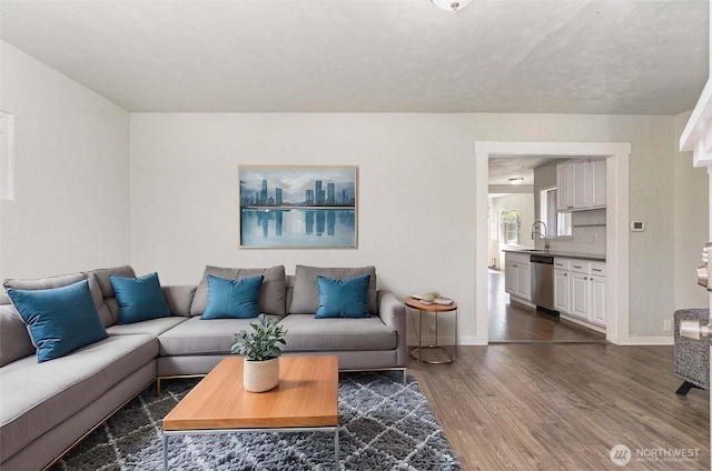 4035 A St, Tacoma, WA 98418 - living area featuring dark wood-style floors and baseboards