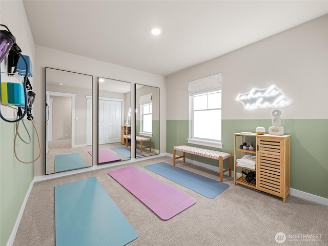 8310 115th Pl SE Unit 3, Newcastle, WA 98056 - workout room with carpet floors, baseboards, and recessed lighting