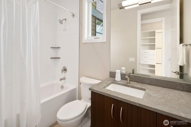 1311 Palm Ave SW, Seattle, WA 98116 - bathroom featuring toilet, shower / tub combo with curtain, and vanity
