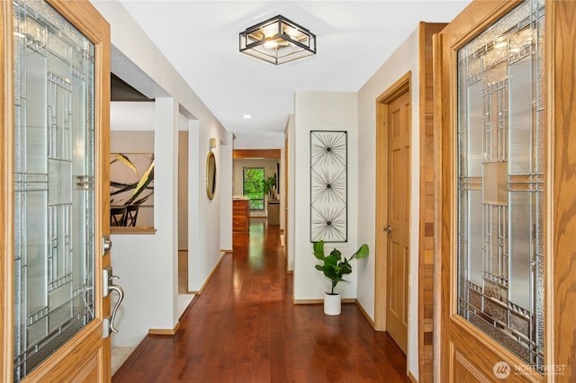 19306 SE 21st St, Sammamish, WA 98075 - entrance foyer featuring dark wood finished floors, baseboards, and recessed lighting