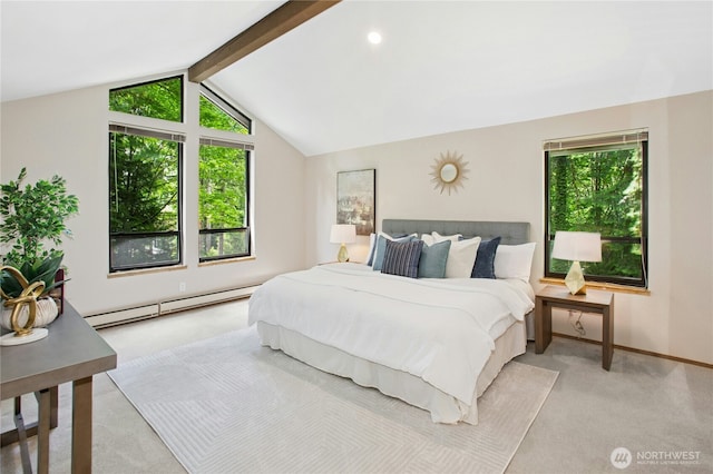 19306 SE 21st St, Sammamish, WA 98075 - bedroom featuring a baseboard heating unit, light carpet, and baseboards