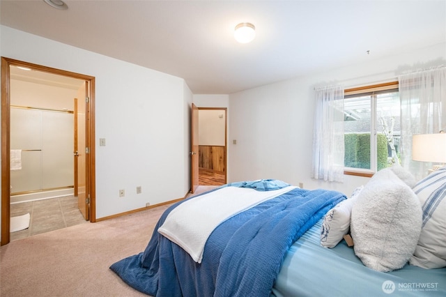 4315 Village Dr Unit B, Bellingham, WA 98226 - bedroom featuring light colored carpet, ensuite bath, and baseboards