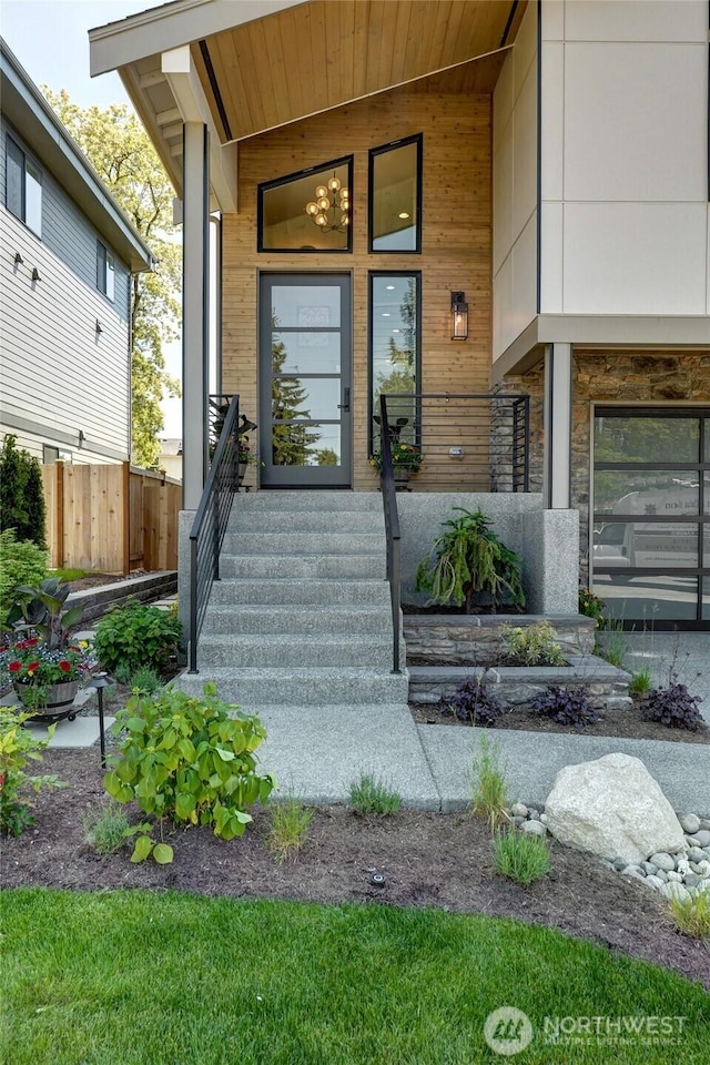 15535 NE 60th St, Redmond, WA 98052 - property entrance with stone siding