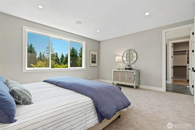 15535 NE 60th St, Redmond, WA 98052 - bedroom featuring baseboards, carpet flooring, and recessed lighting