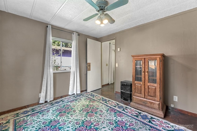 8445 Golden Valley Dr, Maple Falls, WA 98266 - entryway featuring a wood stove, a ceiling fan, baseboards, and a textured ceiling