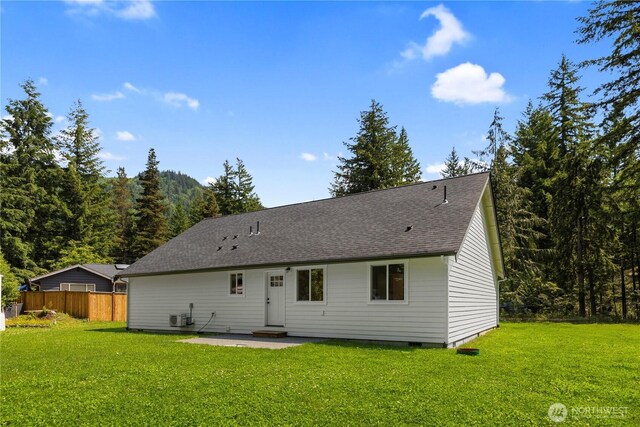401 Flair Valley Ct, Maple Falls, WA 98266 - back of property featuring a patio area, roof with shingles, central AC unit, and crawl space