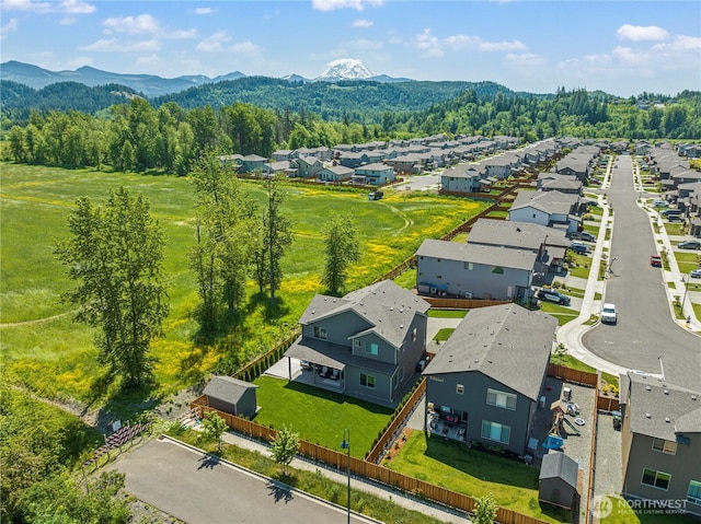 208 Hovey St, Buckley, WA 98321 - aerial perspective of suburban area with a mountain backdrop and a forest