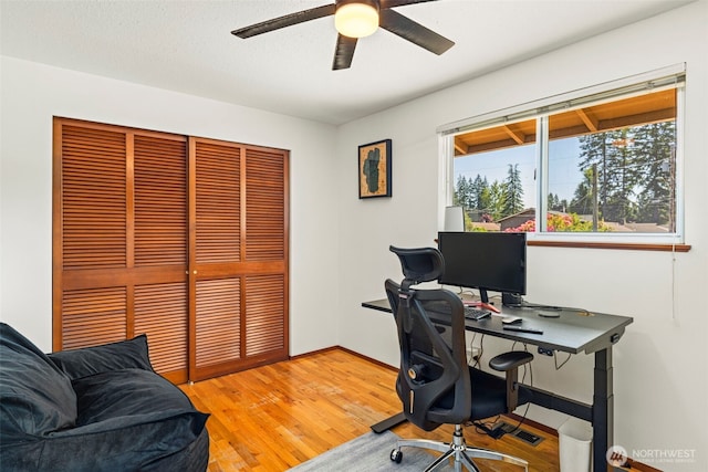1981 Sequoia St SE, Port Orchard, WA 98366 - office space with ceiling fan, light wood-style floors, and baseboards