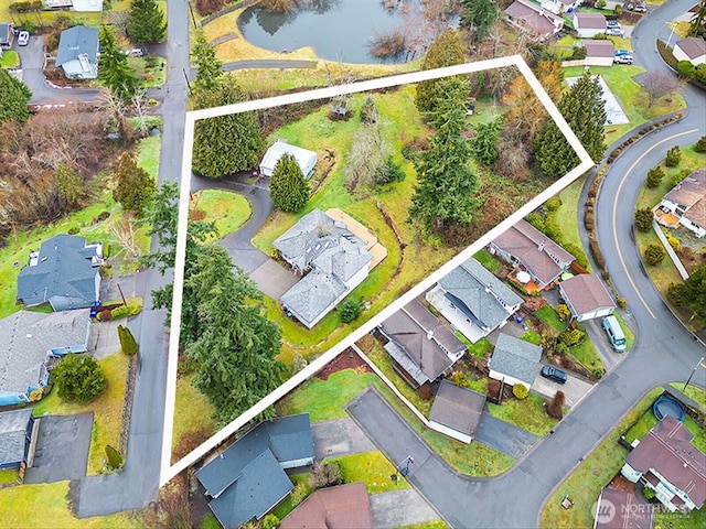 113 E Mcgill Ave, Everett, WA 98208 - aerial view of property's location featuring nearby suburban area, property boundaries highlighted, and a nearby body of water