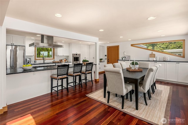 7440 SE 32nd St, Mercer Island, WA 98040 - dining room with dark wood-type flooring and recessed lighting