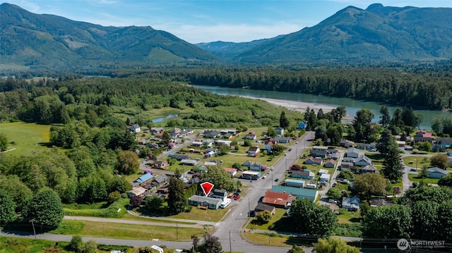 8321 S Main St, Lyman, WA 98263 - drone / aerial view of a heavily wooded area and a water and mountain view