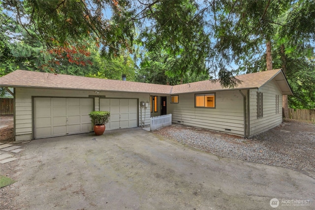 19029 56th Ln NE, Kenmore, WA 98028 - ranch-style home with a garage, crawl space, and driveway