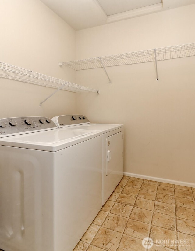 5513 Starlight St E, Fife, WA 98424 - laundry area featuring independent washer and dryer and baseboards