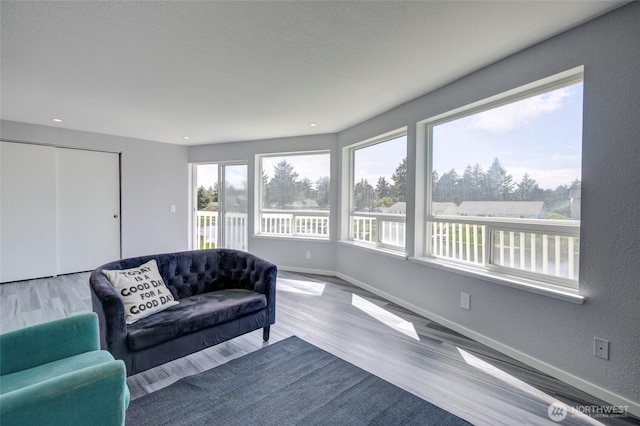 393 Canal Dr SE, Ocean Shores, WA 98569 - living room with baseboards and wood finished floors