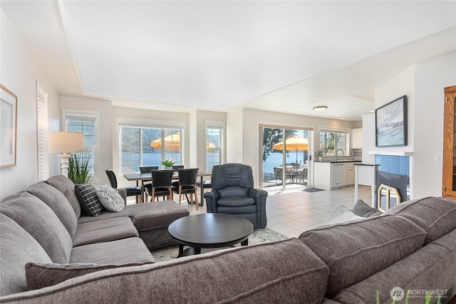 562 W Lake Samish Dr, Bellingham, WA 98229 - living room featuring light tile patterned floors