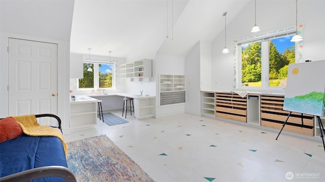 10539 N Madison Ave NE, Bainbridge Island, WA 98110 - bedroom featuring vaulted ceiling and tile patterned floors