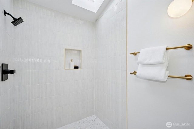13206 SE 57th St, Bellevue, WA 98006 - bathroom with a skylight and a tile shower