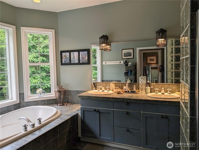 10920 Chaucer St SE, Olympia, WA 98501 - bathroom with a garden tub and double vanity
