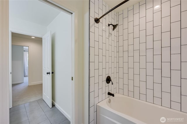 16710 Snohomish Ave, Snohomish, WA 98296 - full bath featuring tile patterned floors, bathtub / shower combination, baseboards, and recessed lighting