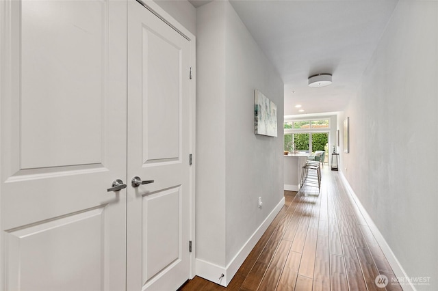 50 Pine St Unit 420, Edmonds, WA 98020 - hallway featuring baseboards and dark wood finished floors