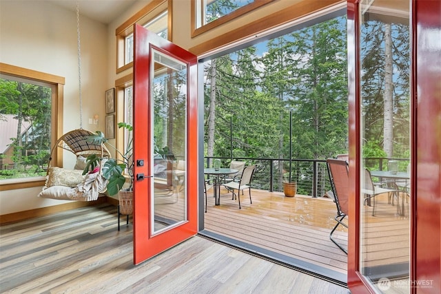 3271 Via Kachess Rd, Easton, WA 98925 - doorway featuring wood finished floors and a towering ceiling