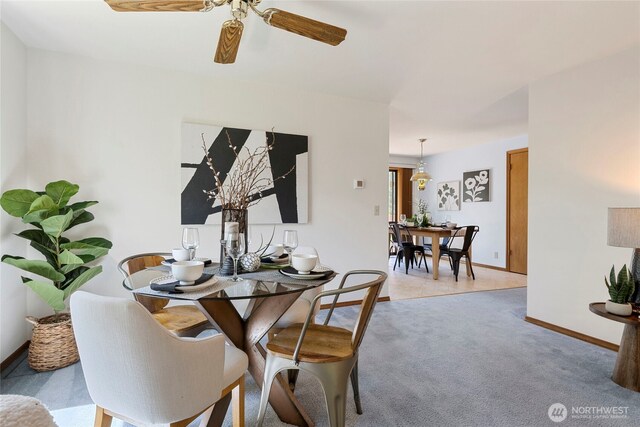 3861 Gala Loop, Bellingham, WA 98226 - dining space with ceiling fan, light carpet, and baseboards