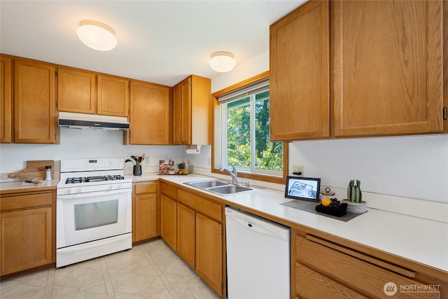 3861 Gala Loop, Bellingham, WA 98226 - kitchen featuring white appliances, a sink, under cabinet range hood, and light countertops