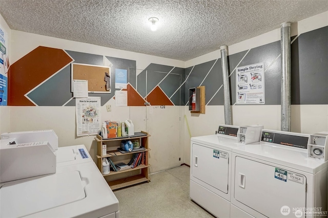 18904 8th Ave NW Unit 128, Shoreline, WA 98177 - shared laundry with washer and clothes dryer, a textured ceiling, and light carpet