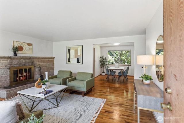 9125 221st St SW, Edmonds, WA 98026 - living area with wood finished floors and a glass covered fireplace