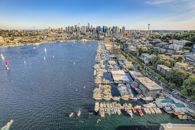 2040 Westlake Ave N Unit 26, Seattle, WA 98109 - drone / aerial view of a large body of water and skyline