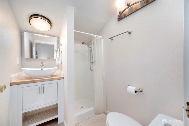 4241 Rural Ave, Bellingham, WA 98226 - bathroom with toilet, a shower with shower curtain, and vanity