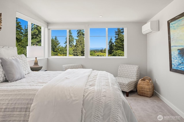 13329 1st Ave NE, Seattle, WA 98125 - bedroom with an AC wall unit, carpet, multiple windows, and baseboards