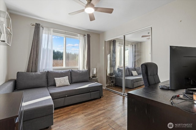 20111 74th Avenue Ct E, Spanaway, WA 98387 - living area with ceiling fan and wood finished floors