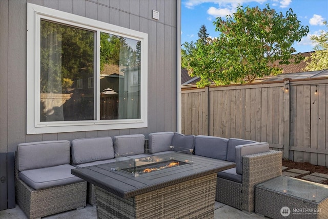 20111 74th Avenue Ct E, Spanaway, WA 98387 - view of patio with an outdoor living space with a fire pit